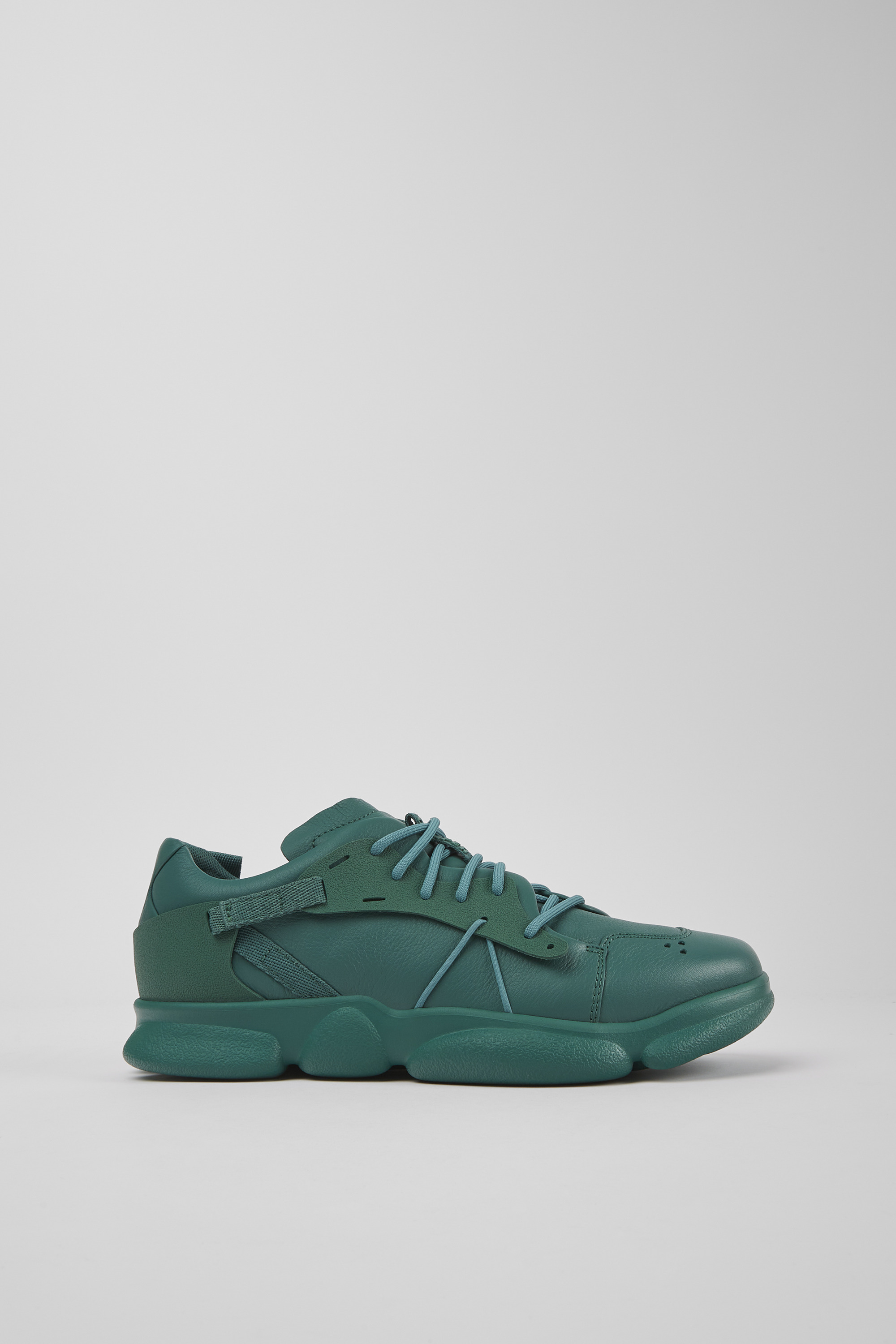 Karst - Green leather and textile sneakers for men