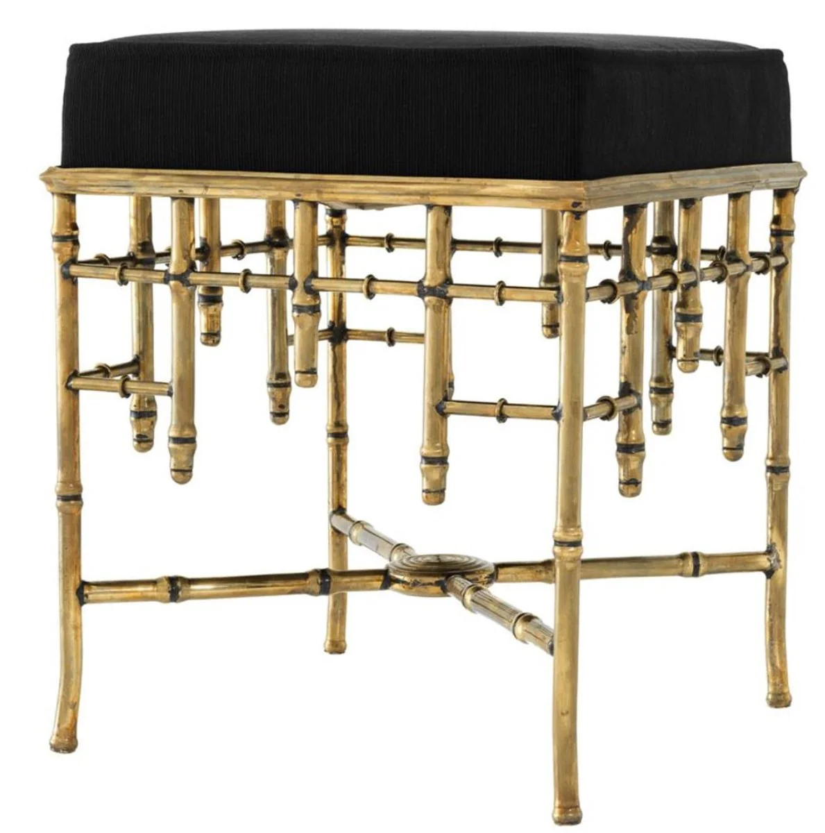 Casa Padrino taburete de dise?o vintage lat¨®n / negro 40 x 40 x H. 48,5 cm - taburete de asiento de lujo