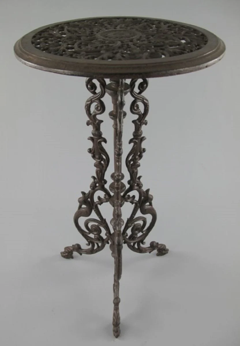 Casa Padrino mesa auxiliar de jard¨ªn Art Nouveau marr¨®n antiguo ? 36 x A. 70 cm - Mesa redonda de jard¨ªn de metal - Mesa redonda para flores - Muebles de Jard¨ªn Barrocos y Art Nouveau