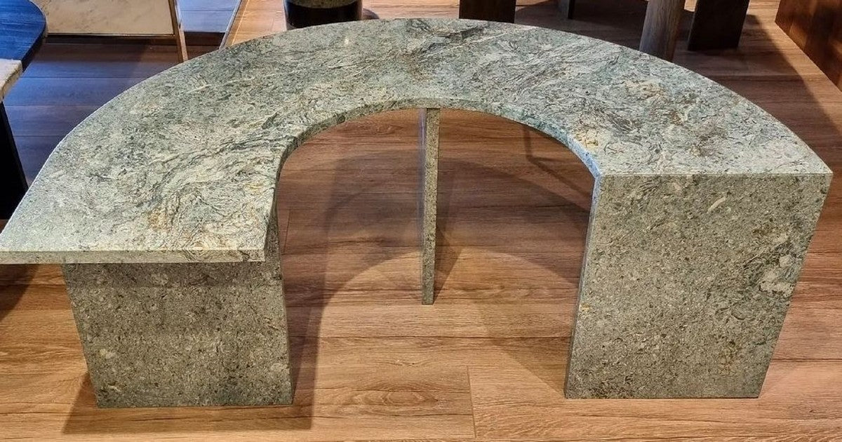 Casa Padrino mesa de centro de lujo gris 100 x A. 40 cm - Mesa de centro de m¨¢rmol curvada - Muebles de sal¨®n - Muebles de lujo - Muebles de m¨¢rmol - Interior de lujo - Interior de sal¨®n