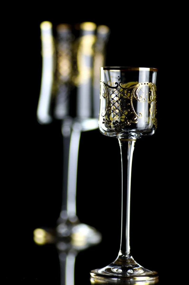 Casa Padrino conjunto de 6 vasos de licor barroco de lujo oro ? 6 x A. 17,5 cm - Vasos de licor hechos a mano y pintados a mano - Accesorios para Hoteles y Restaurantes - Calidad de Lujo