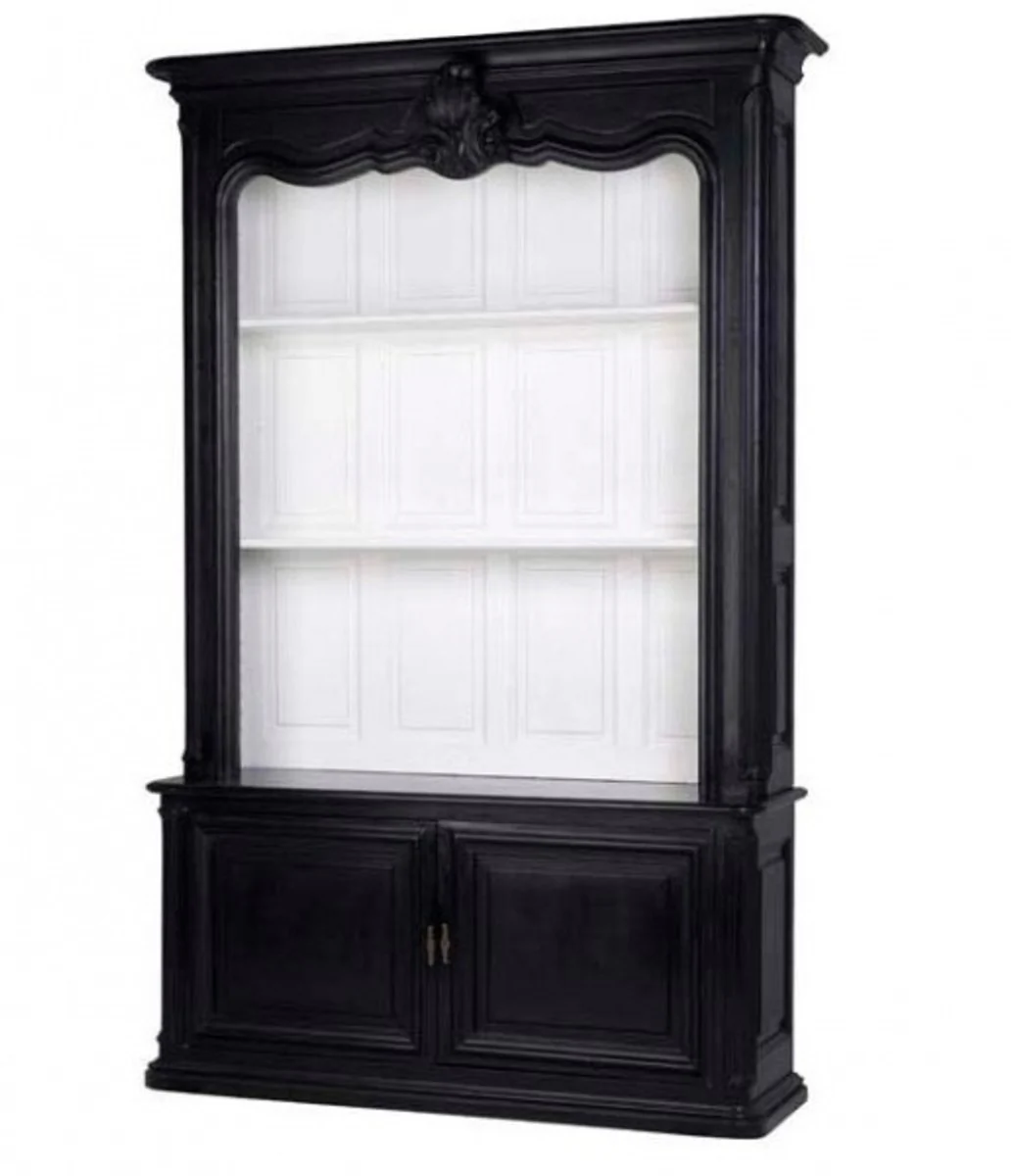 Casa Padrino luxury bookcase black solid wood living room cabinet model Bordeaux Baroque Art Nouveau Rococo Shop Furnishings