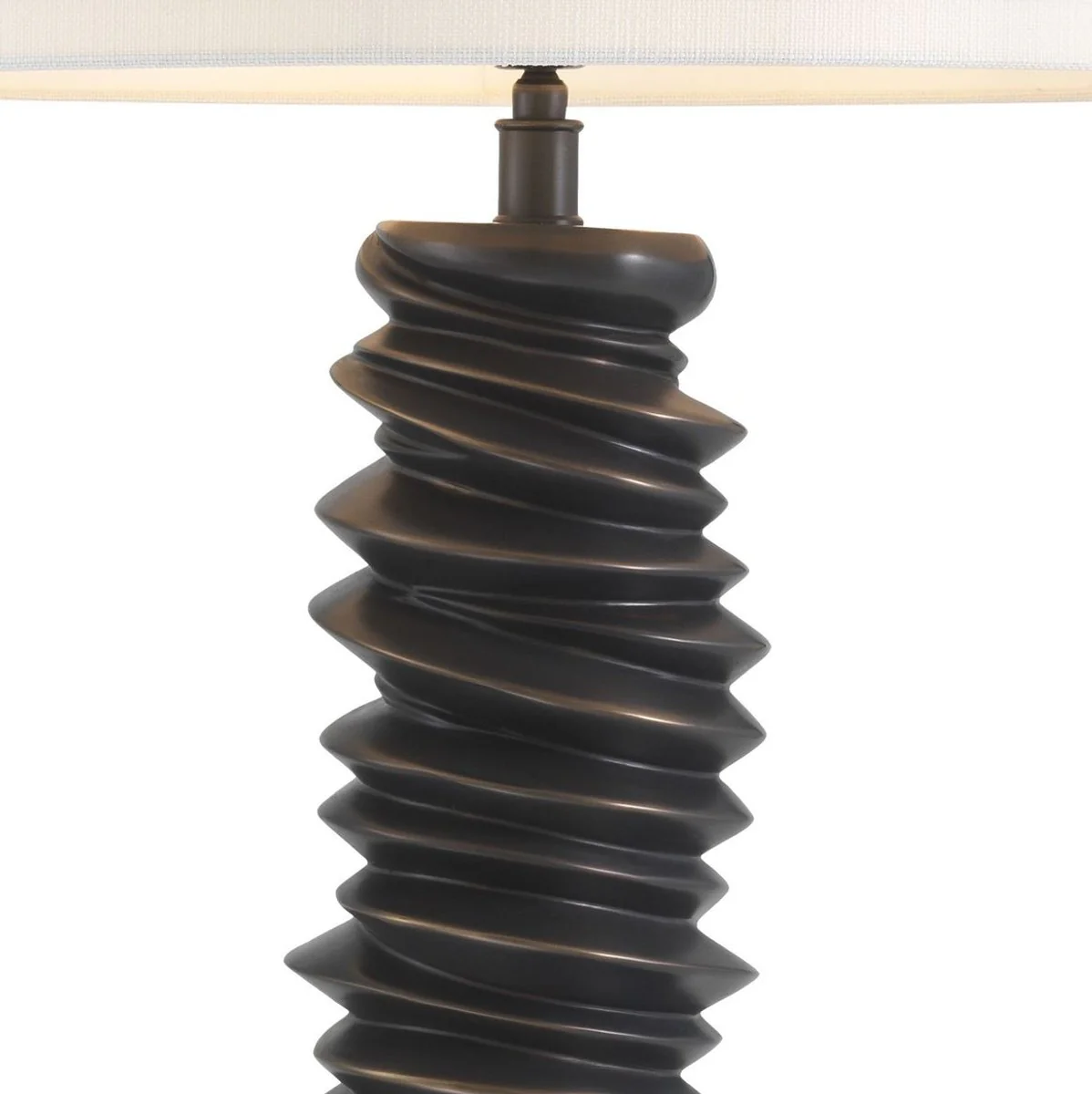 Casa Padrino lámpara de mesa de lujo bronce / negro / blanco Ø 45 x A. 75 cm - Elegante lámpara de escritorio con base de granito - Luces de Lujo