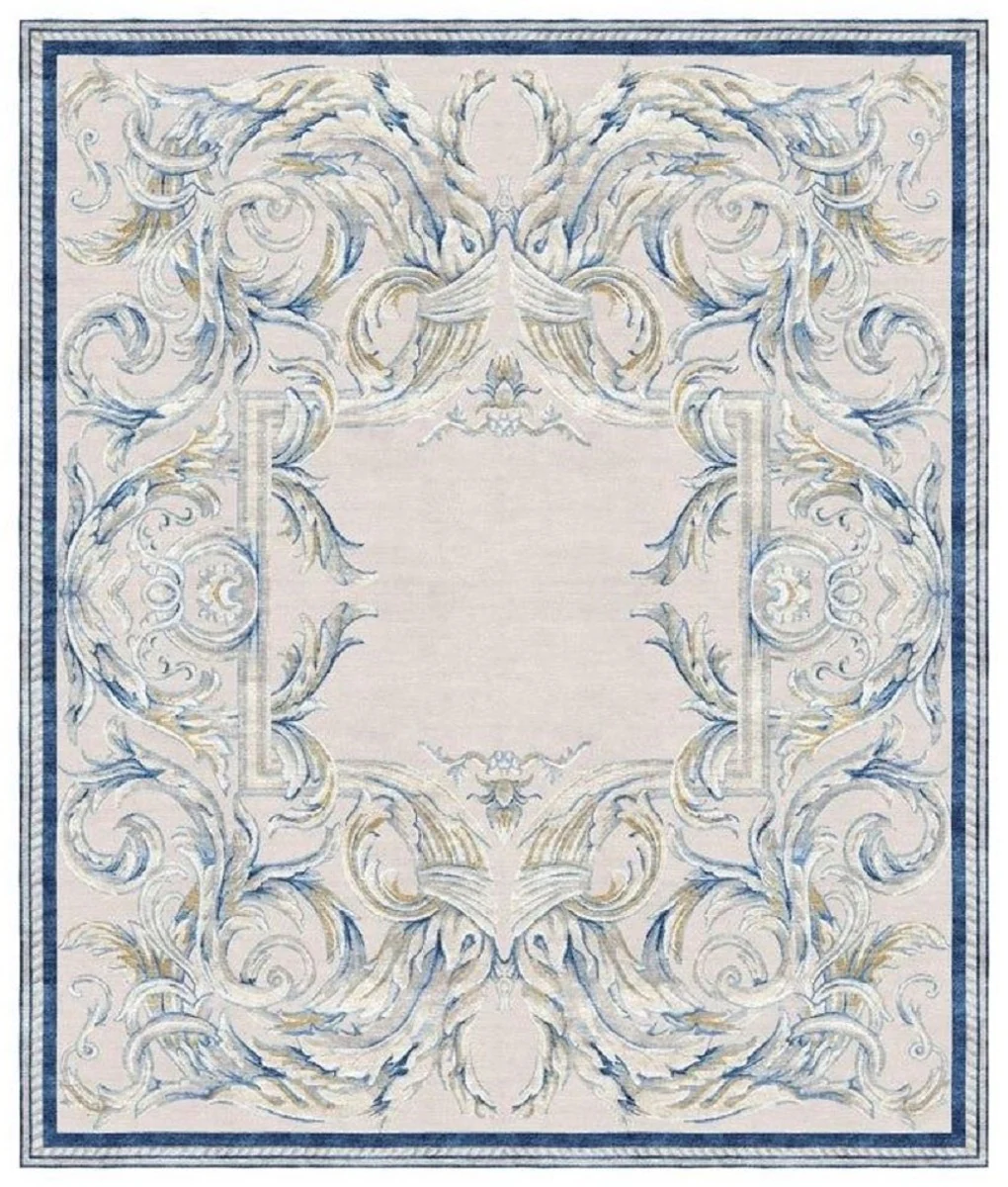 Casa Padrino Alfombra de Salón Barroco de Lujo Gris / Azul - Varios Tamaños