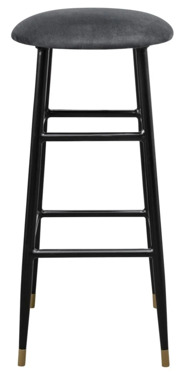 Casa Padrino taburete de bar de lujo antracita / negro ? 37 x H. 76 cm - Taburete de Bar con Tela de Terciopelo