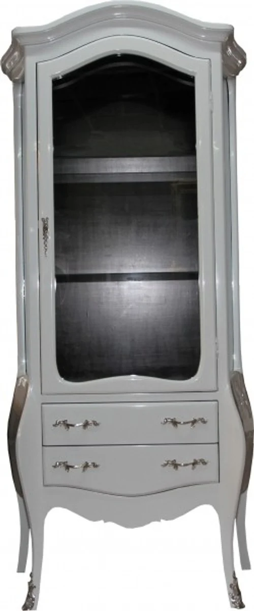 Casa Padrino Baroque cabinet in white / black with silver handles - Display case - cupboard