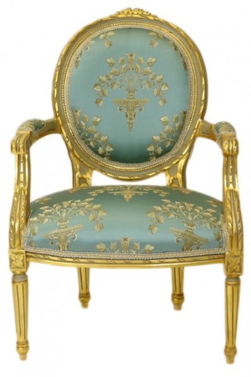 Casa Padrino modelo barroco Medallion Salon Presidente de la turquesa / Oro Modelo Versalles - Muebles de estilo antiguo