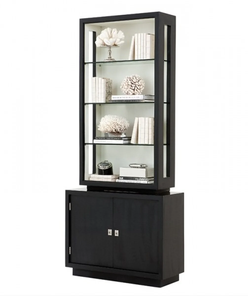 Casa Padrino Luxury Bookcase Black Wood Miami Single Cabinet cupboard Baroque Art Nouveau Rococo cabinet shop equipment