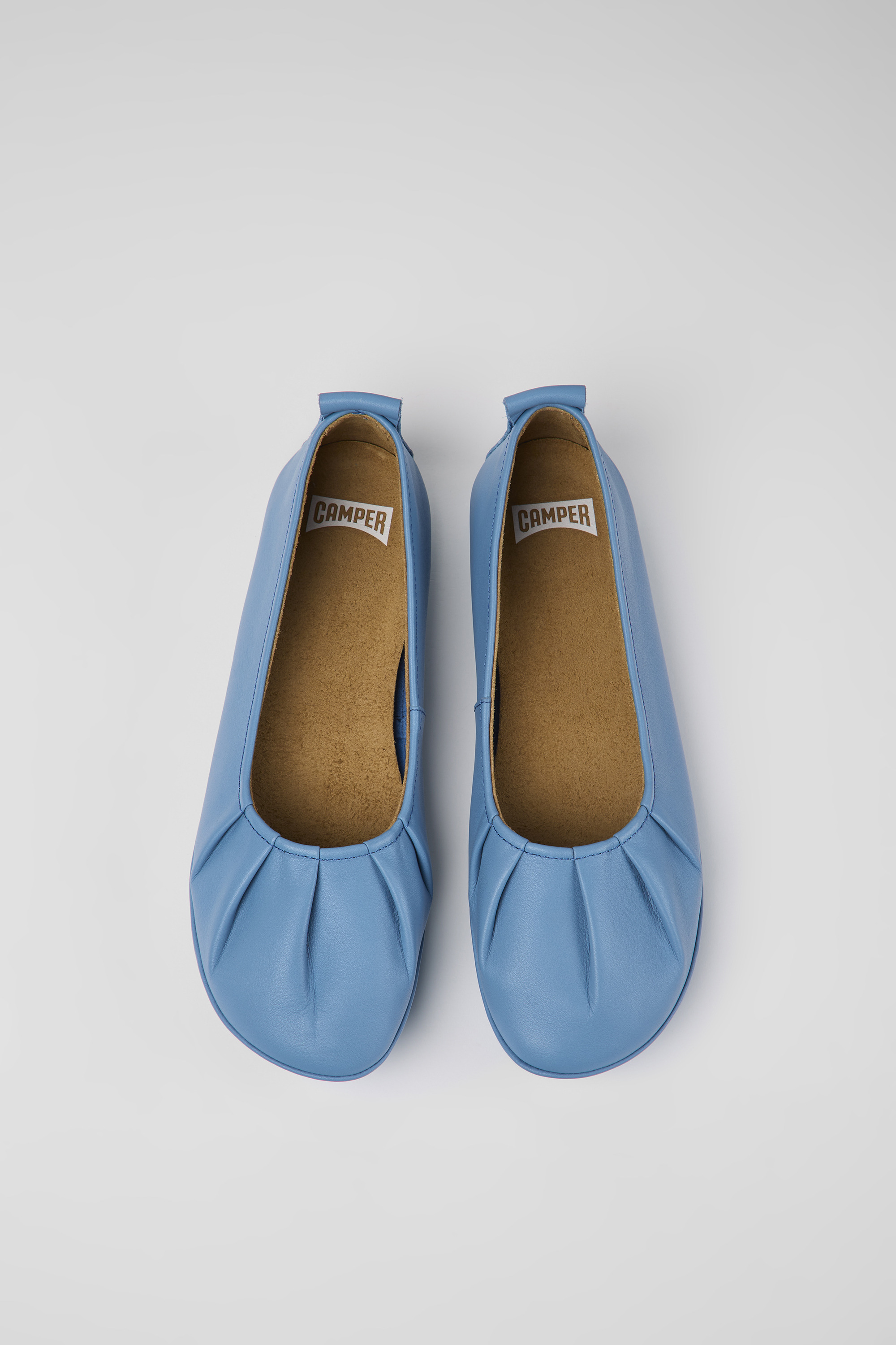 Right - Blue leather ballerinas for women