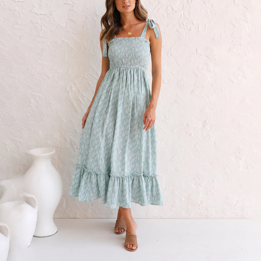 Fashion Casual Ruffled Floral Dress