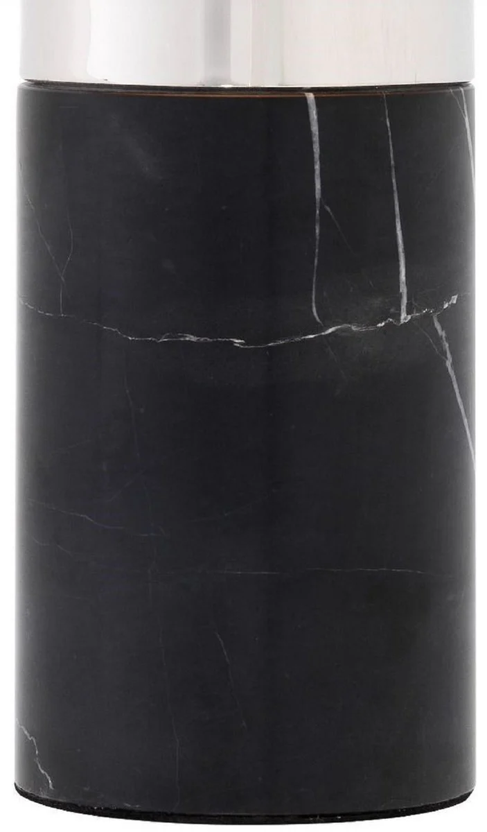 Casa Padrino lámpara de mesa de lujo plata / negro Ø 50 x A. 70 cm - Lámpara de Mesa con Pantalla de Metal Redonda