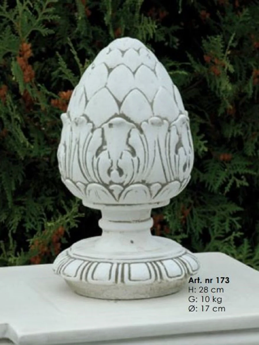 Casa Padrino cono de pino decorativo Art Nouveau con base gris Ø 17 x A. 28 cm - Cono de piedra decorativo redonda - Accesorios de Decoración de Jardín Barroco y Art Nouveau