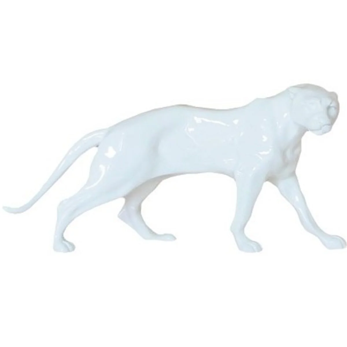 Casa Padrino figura decorativa de lujo pantera blanco 26 x 8 x A. 11 cm - Escultura de piedra artificial - Accesorios Decorativos