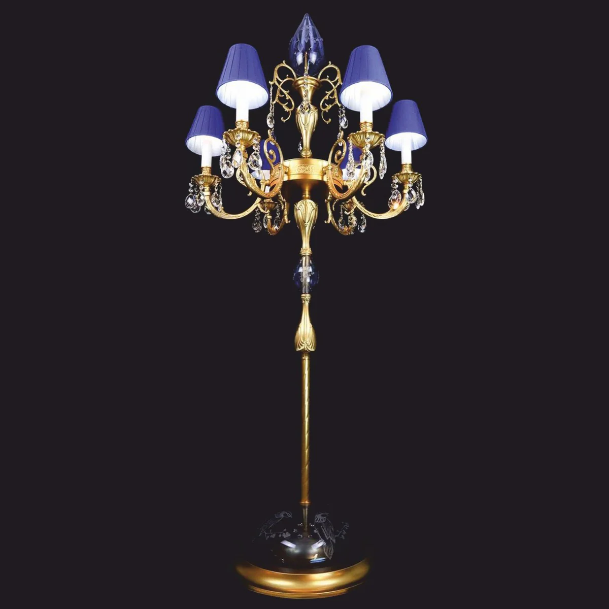 Casa Padrino l¨¢mpara de pie de cristal barroco de lujo oro / azul ? 72 x A. 177 cm