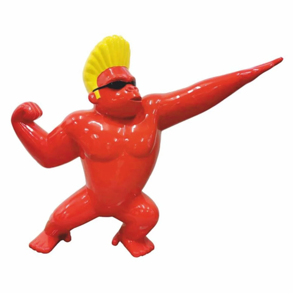 Casa Padrino escultura decorativa mono gorila rojo / amarillo / negro 139 x A. 120 cm