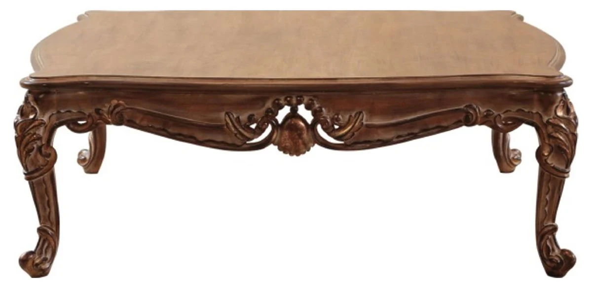 Casa Padrino mesa de centro barroco de lujo marr¨®n - Mesa de sal¨®n de madera maciza hecha a mano - Muebles de sal¨®n barrocos - Noble y Magn¨ªfico