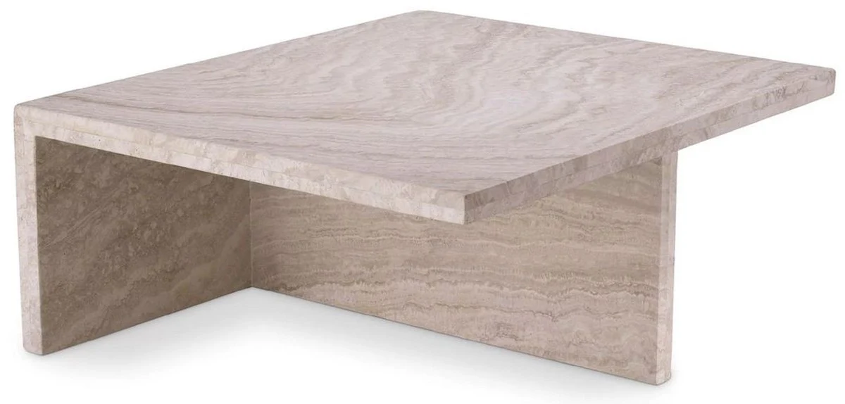 Casa Padrino mesa de centro de travertino de lujo beige 70 x 60 x A. 28 cm - Mesa de sal¨®n de piedra natural - Muebles de sal¨®n - Muebles de piedra natural - Muebles de lujo - Instalaci¨®n de lujo