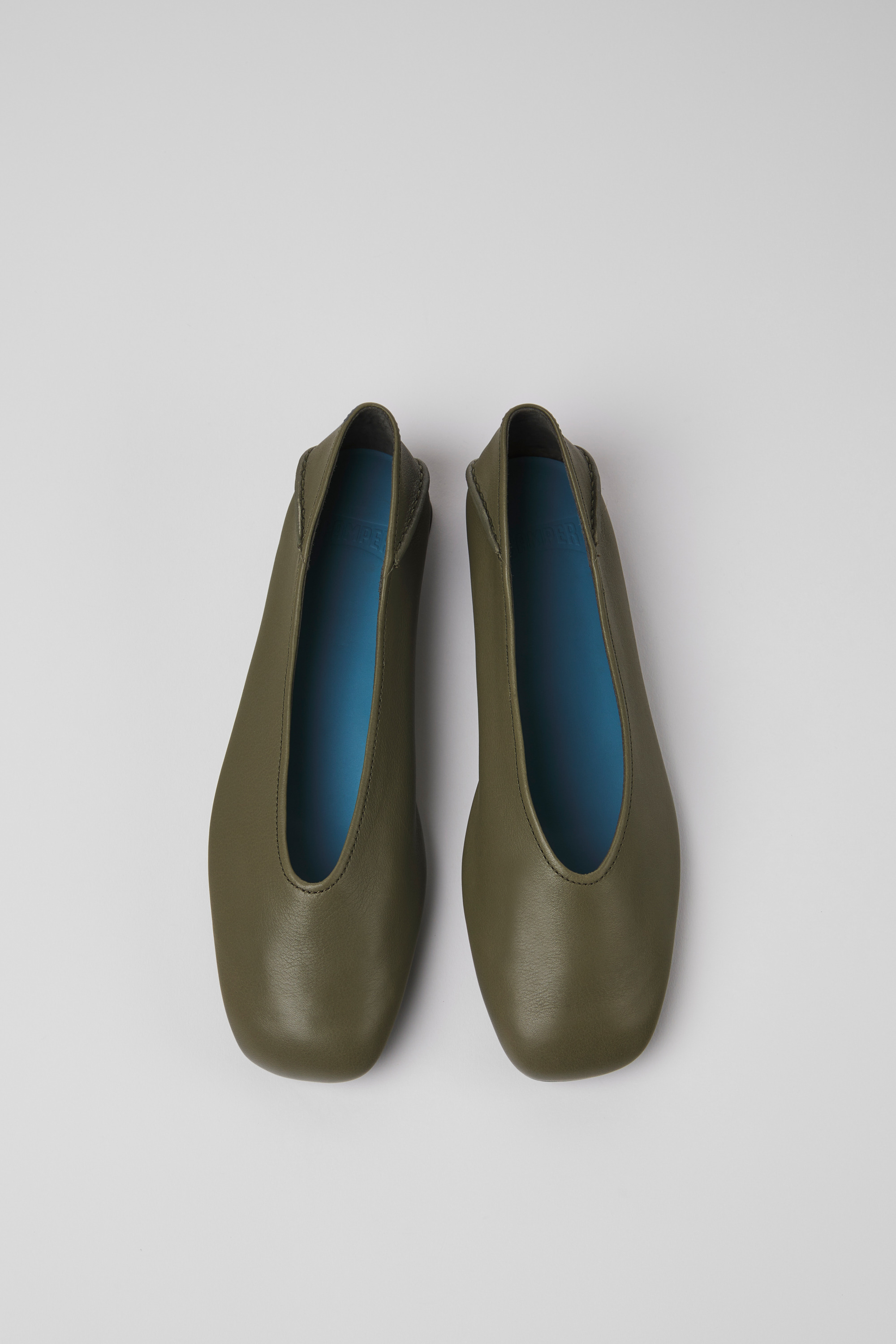 Casi Myra - Green leather ballerinas for women