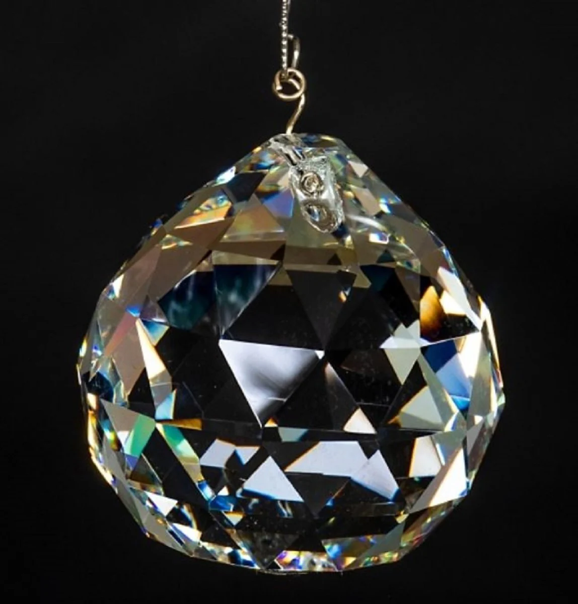 Casa Padrino lámpara colgante de cristal barroco de lujo plata / blanco Ø 45 x A. 66 cm - Magnífica lámpara colgante con cristal de Bohemia - Lámparas colgantes de lujo en estilo barroco