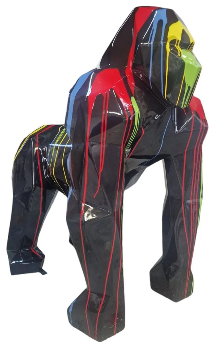 Casa Padrino escultura decorativa XXL mono gorila negro / colorido 118 x 78 x A. 128 cm