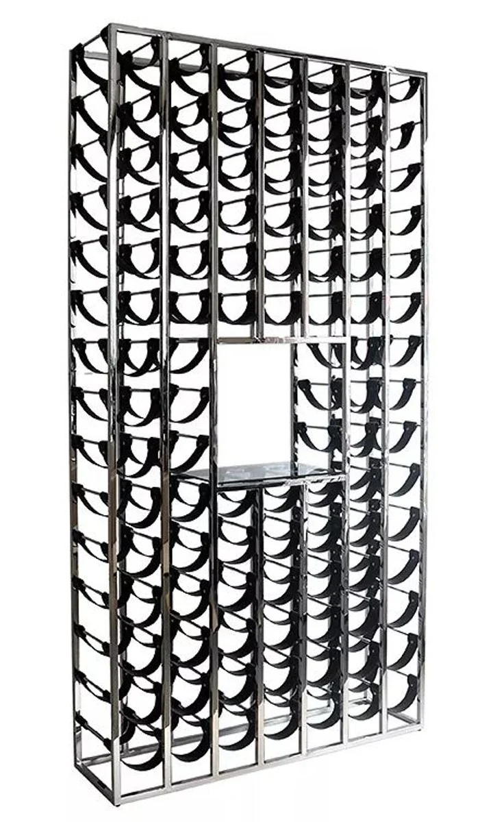 Enorme botellero de lujo Casa Padrino plateado / negro 114 x 32 x H. 220 cm - botellero