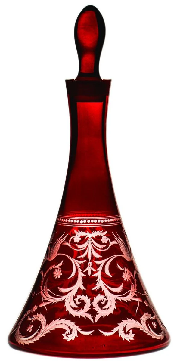 Casa Padrino jarra de vino de lujo rojo / plata ? 17 x A. 36 cm - Jarra de vidrio soplada y grabada a mano - Accesorios para Hoteles y Restaurantes - Calidad de Lujo