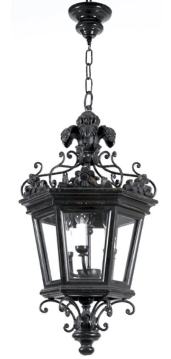 Casa Padrino lámpara colgante de salón barroco de lujo negro antiguo Ø 33 x A. 63 cm - Lámpara colgante hecha a mano de estilo barroco - Calidad de Lujo - Hecho en Italia - Noble y Magnífica