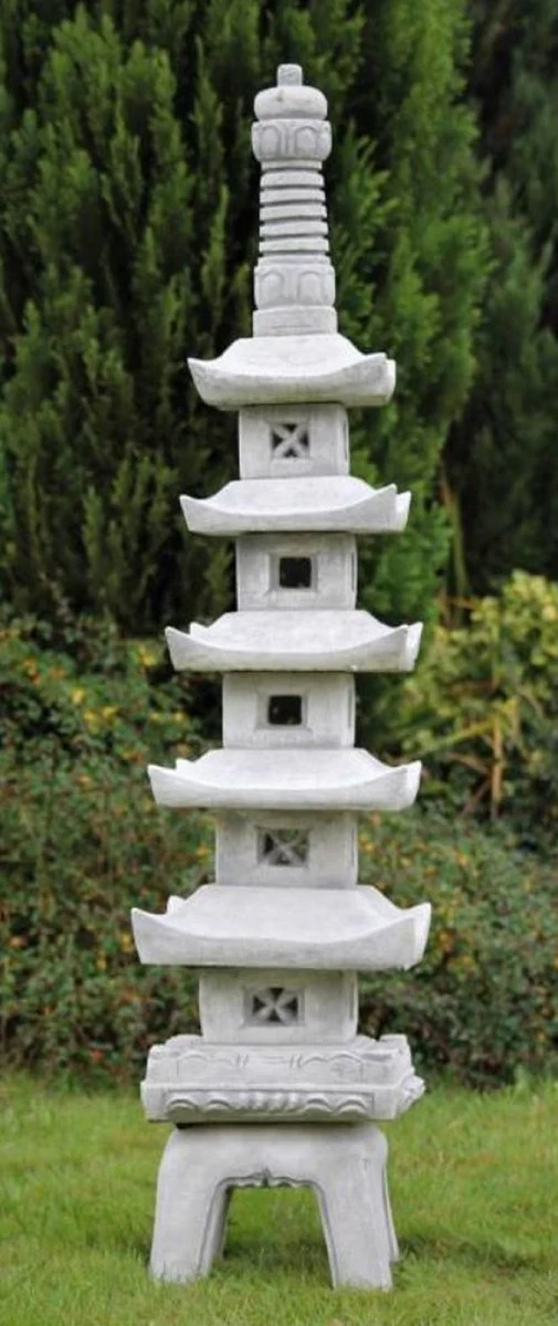 Casa Padrino pagoda de decoración de jardín de lujo gris 24 x 24 x A. 128 cm - Pagoda de piedra elegante de 5 niveles - Accesorios de decoración de jardín y terraza en estilo japonés