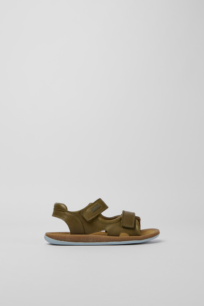 Bicho Green leather sandals for boys
