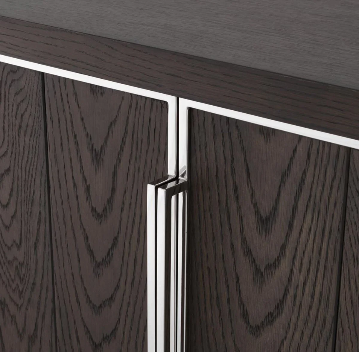 Casa Padrino aparador de lujo con 4 puertas marr¨®n / plata 200 x 49,5 x H. 78 cm - Armario de Sala de Estar - Armario de Oficina - C¨®moda - Calidad de Lujo