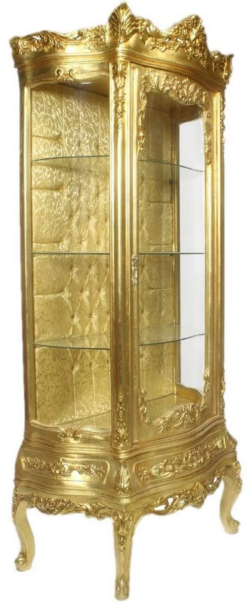 Casa Padrino vitrina barroco oro 80 x 40 x A. 200 cm - Vitrina barroco adornada con puerta de vidrio y hermosas decoraciones - Muebles Barrocos