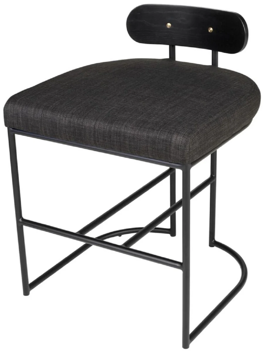 Casa Padrino silla de comedor de dise?o negro 46 x 46 x A. 64,5 cm - Silla de cocina moderna con acero con revestimiento en polvo - Muebles de Comedor de Lujo