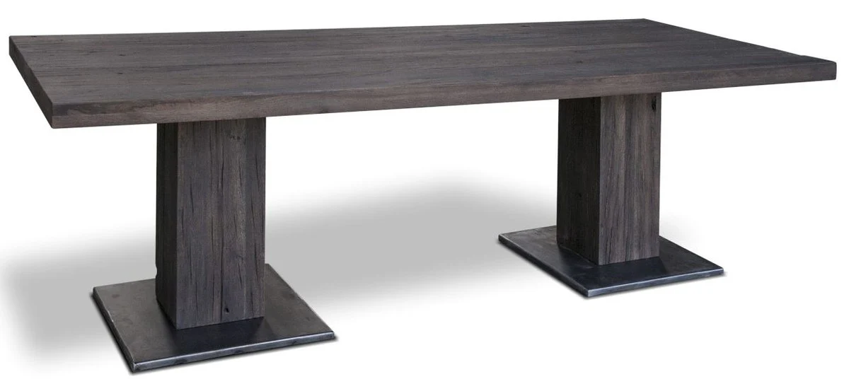 Casa Padrino mesa de comedor de lujo de madera maciza - Diferentes Tama?os y Colores - Mesa de cocina de madera de roble con patas de acero - Muebles de Comedor