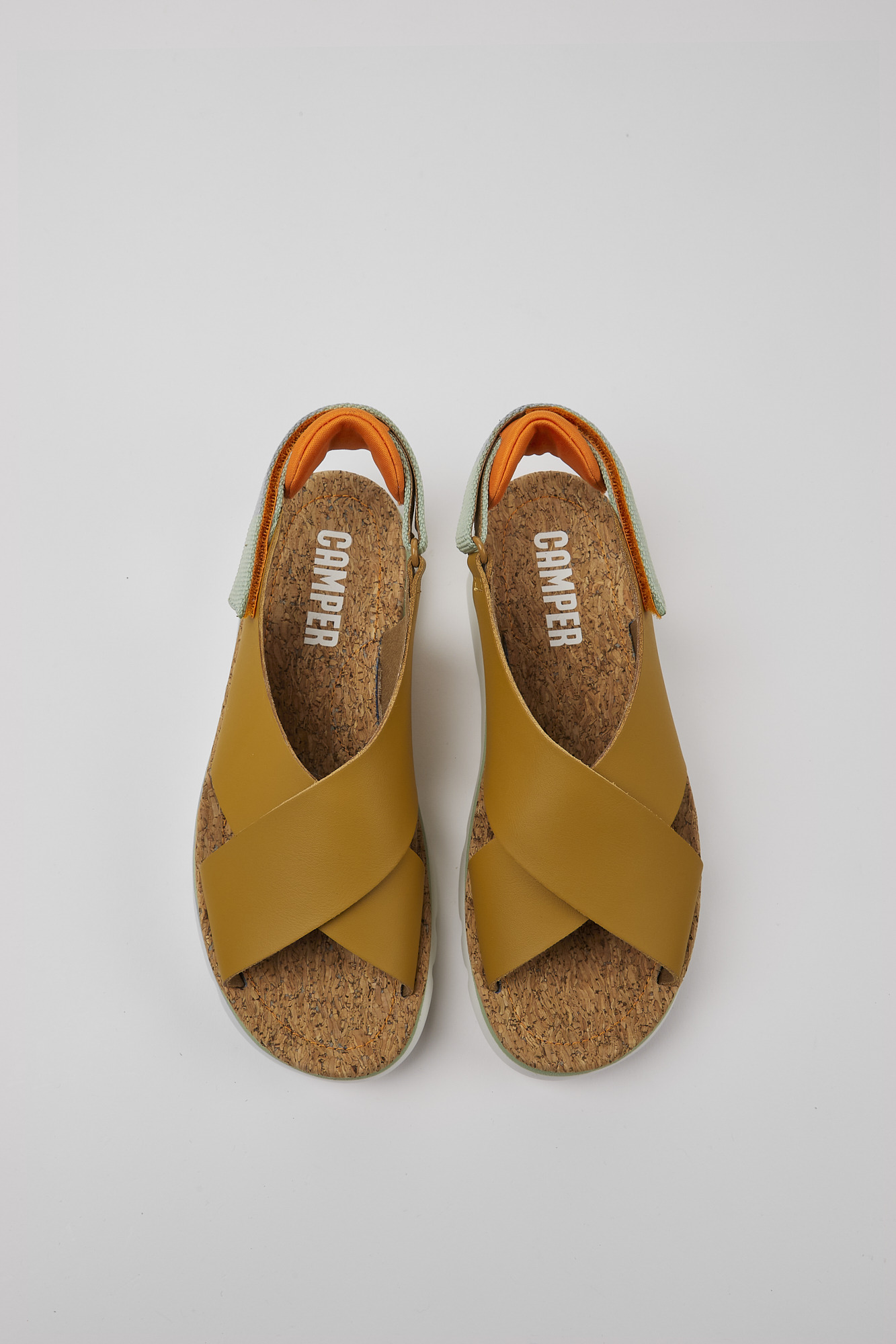 Oruga - Brown and green sandals for women