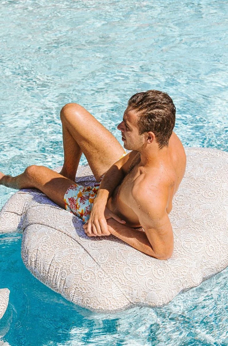 Casa Padrino puf de lujo concha de mar beige / blanco 150 cm