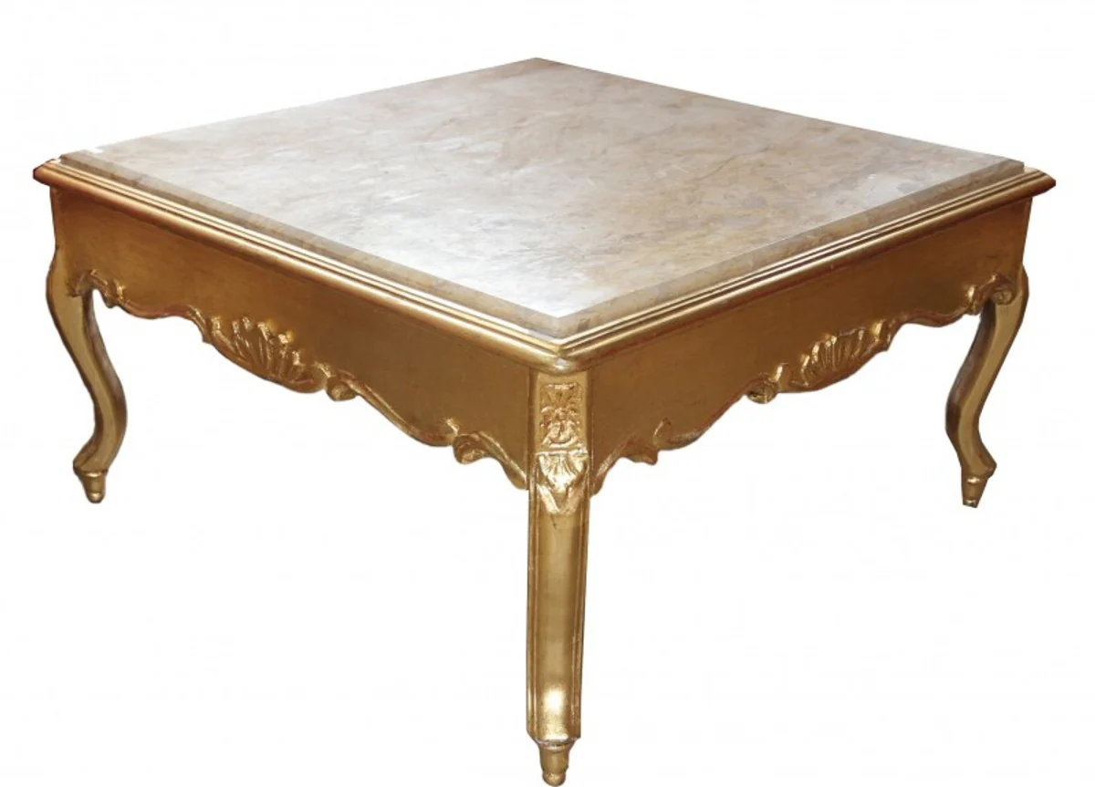 Casa Padrino Baroque gold coffee table with marble top 80 x 80 cm antique style