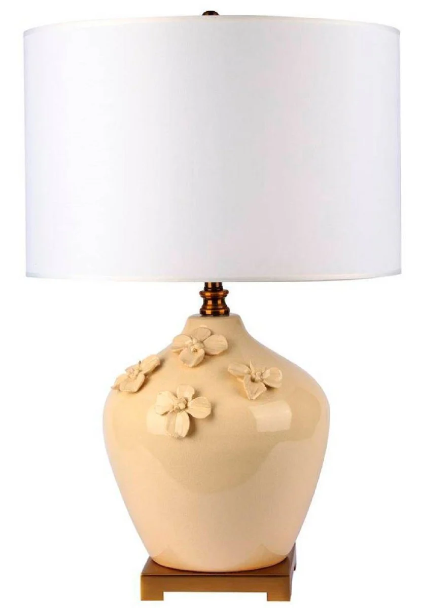 Casa Padrino l¨¢mpara de mesa de cer¨¢mica de lujo crema / oro / blanco ? 40 x A. 70 cm