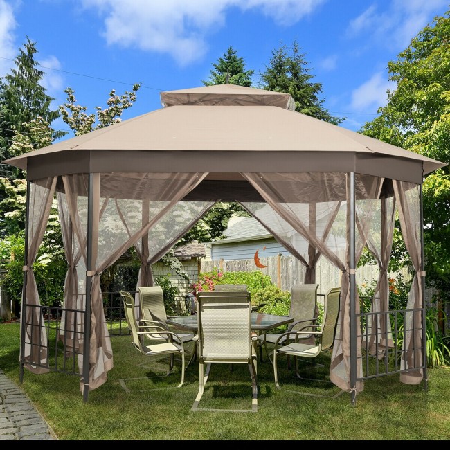 10��x 12�� Octagonal Patio Gazebo with Mosquito Net
