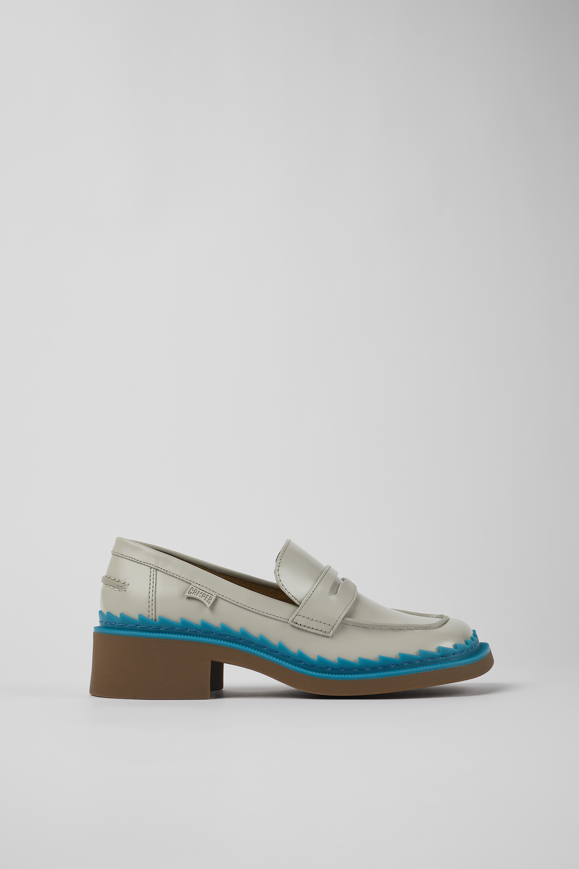 Taylor - Gray and blue leather loafers for women