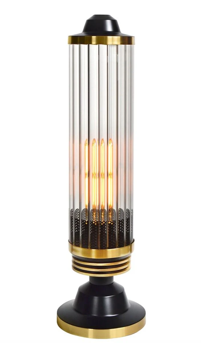 Casa Padrino l¨¢mpara de mesa de dise?o de lujo negra / lat¨®n - colecci¨®n de hotel
