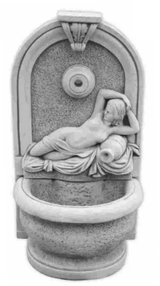 Casa Padrino fuente de pared Art Nouveau mujer con jarra gris A. 110 cm - Fuente de jardín elegante - Fuente de piedra para decoración de jardín - Accesorios de Jardín Barrocos y Art Nouveau