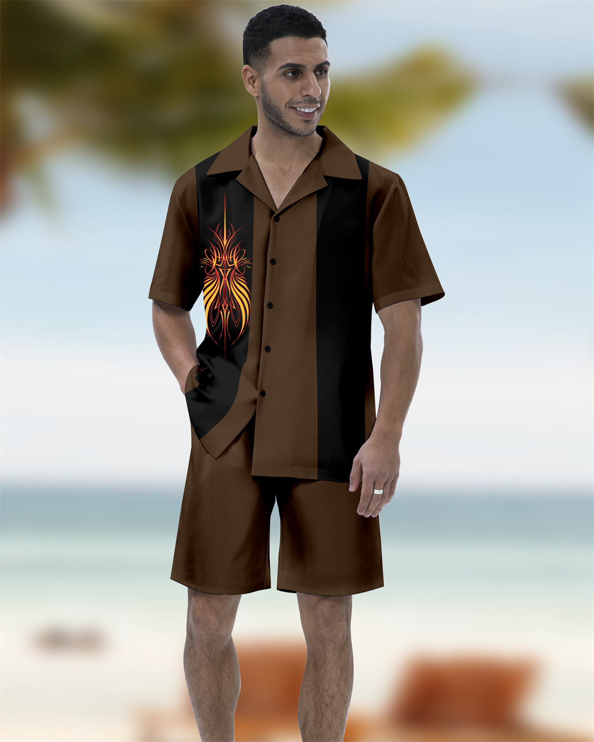 Suitmens Men's Modified Car Party Hawaiian Short Sleeve Shirt Set 176