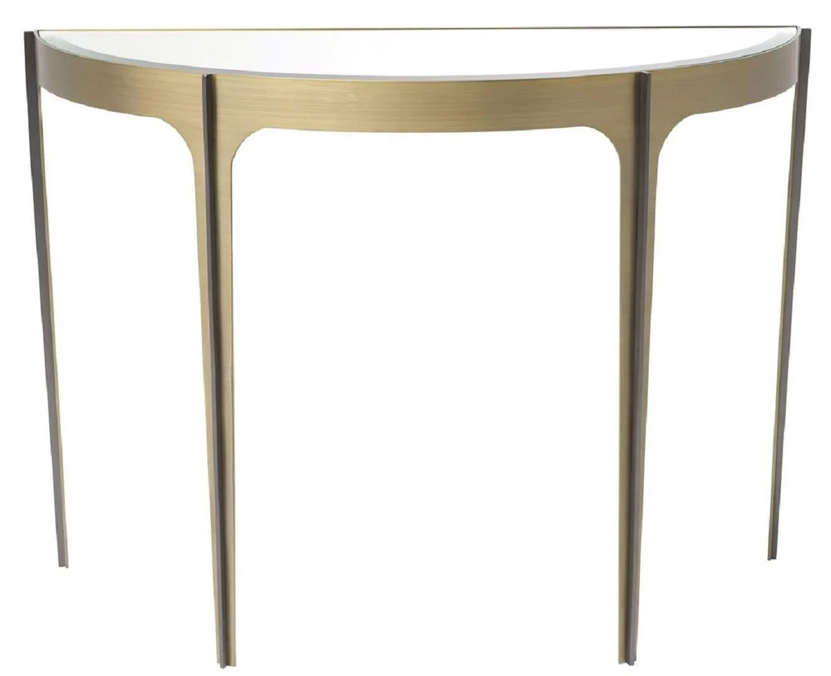 Casa Padrino consola de lujo lat¨®n / bronce 102,5 x 40 x A. 75 cm - Mesa consola de acero inoxidable con tablero de cristal de espejo - Muebles de Lujo