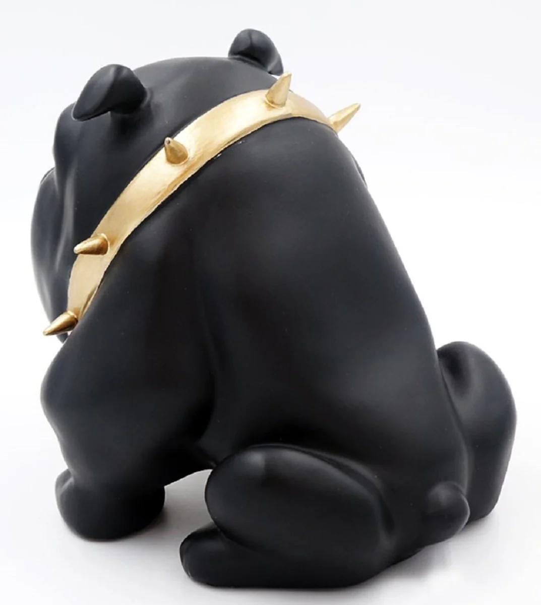 Casa Padrino figura decorativa de lujo perro bulldog con collar negro / oro A. 55 cm - Escultura decorativa de resina - Decoraci¨®n sal¨®n - Figura animal decorativa de lujo