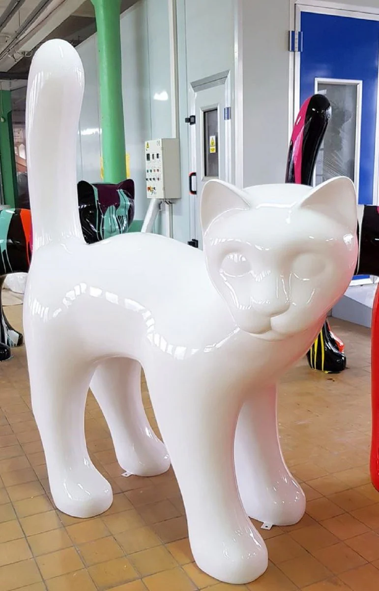 Casa Padrino escultura decorativa de jard¨ªn XXL gato blanco 150 x A. 188 cm