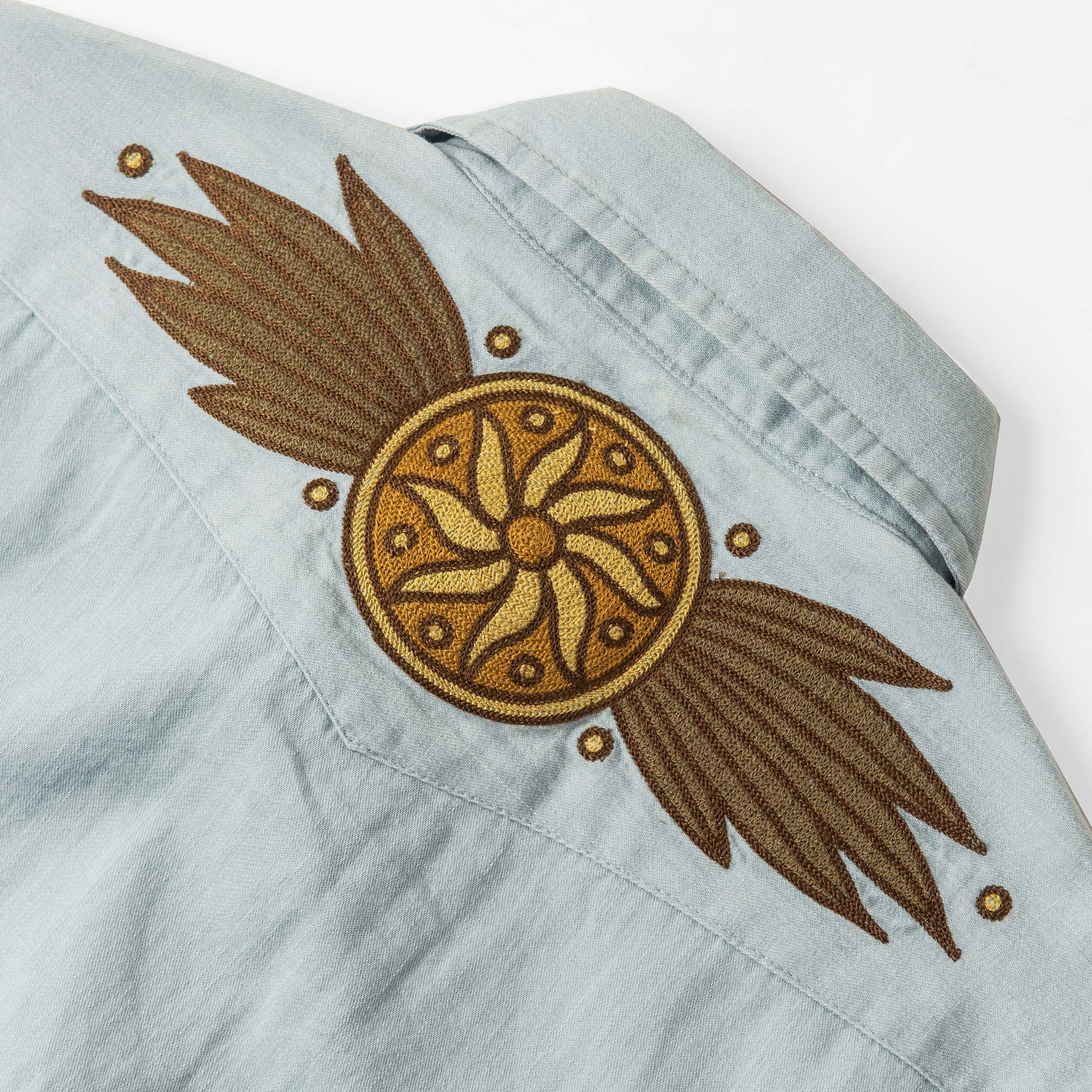 The Embroidered Western Shirt in Washed Selvage