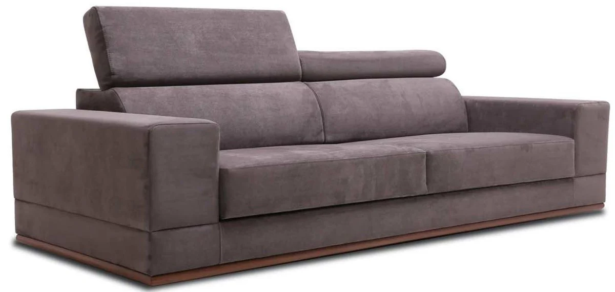 Casa Padrino sof¨¢ de terciopelo de lujo con soportes para cabeza y cuello plegables p¨²rpura / marr¨®n 240 x 110 x A. 67 cm - Sof¨¢ Cama Moderno - Muebles de Sal¨®n