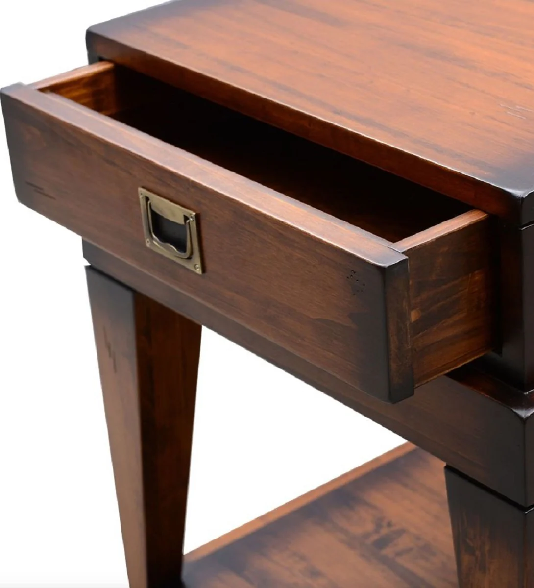 Casa Padrino mesa auxiliar estilo vintage de lujo marr¨®n / lat¨®n 54 x 54 x A. 64,5 cm - Mesita de noche cuadrada con caj¨®n - Muebles sal¨®n - Muebles dormitorio - Muebles estilo vintage de lujo