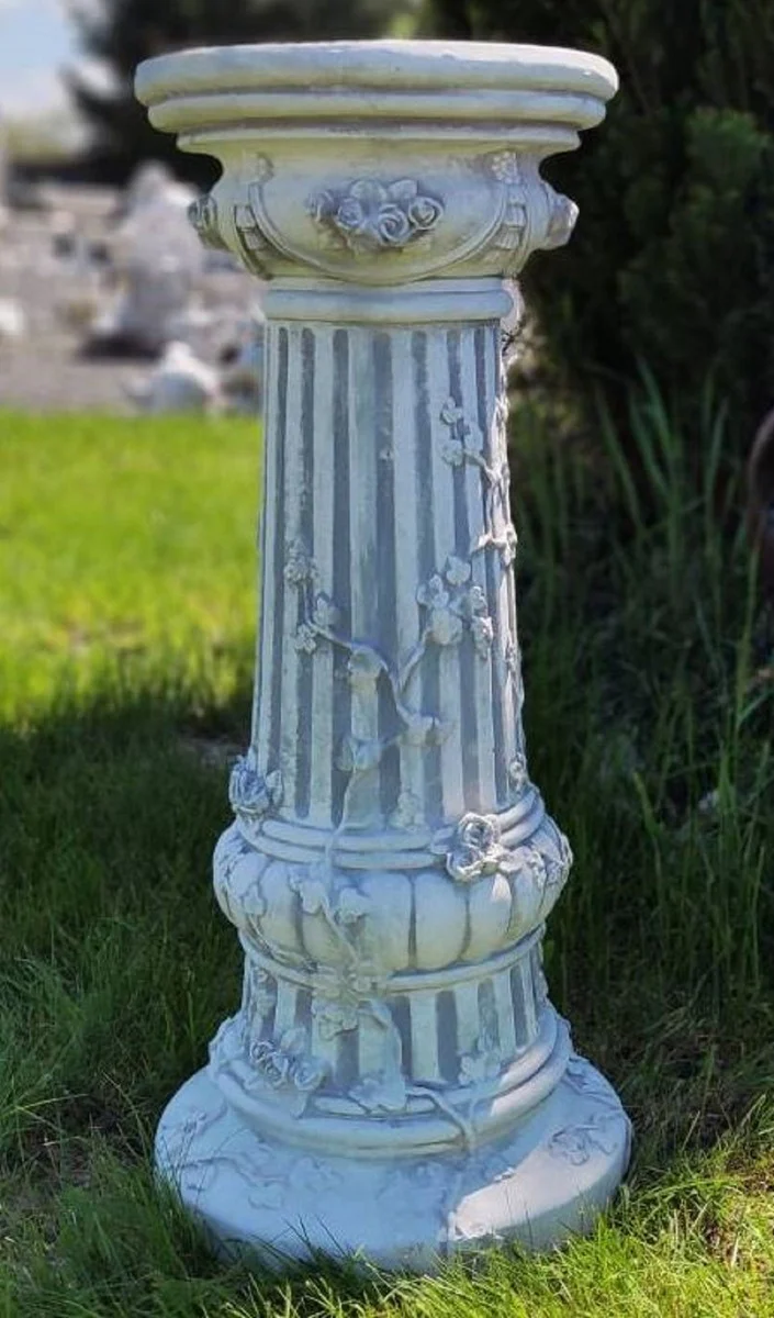 Casa Padrino Pilar Barroco Gris ? 35 x A. 78 cm - Magn¨ªfica Pilar de Jard¨ªn de Estilo Barroco - Decoraci¨®n Pilar Redonda de Piedra - Accesorios de Decoraci¨®n de Terrazas y Jardines Barrocos