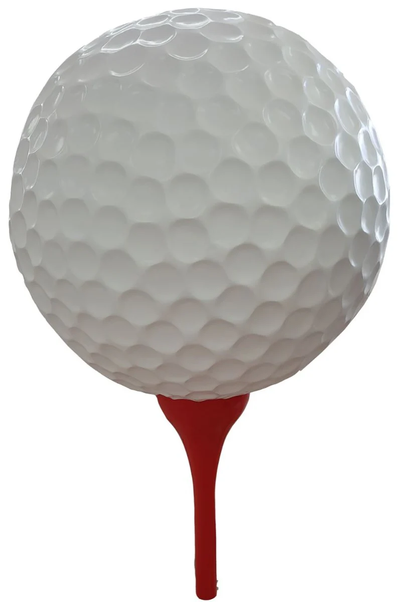 Casa Padrino escultura decorativa de diseño pelota de golf blanca / roja Ø 120 x A. 200 cm - Enorme decoración de jardín resistente a la intemperie
